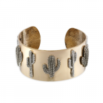 Accessoire : Bracelet manchette avec cactus argenté