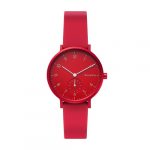 Montre rouge. Bracelet en silicone